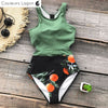 avant à plat - Monokini Push Up Floral Vert Noir Orange - Couleurs Lagon