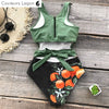 dos à plat - Monokini Push Up Floral Vert Noir Orange - Couleurs Lagon