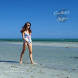 Monokini Push-Up Floral White et Hibiscus - Couleurs Lagon