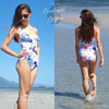Monokini Push-Up Floral White et Hibiscus - Couleurs Lagon