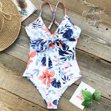 Monokini Push-Up Floral White et Hibiscus - Couleurs Lagon