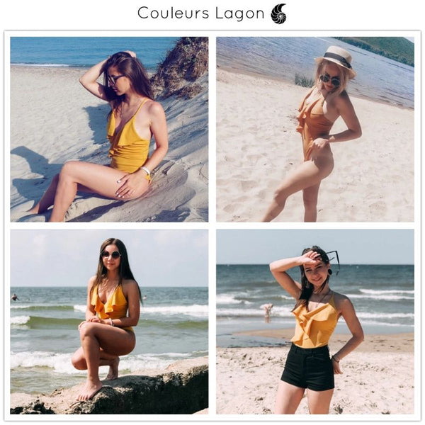 Monokini Push Up Jaune Falbala - Couleurs Lagon