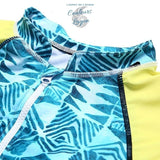 Monokini Push-Up Rasguard Manche Longue LOSANGE - Couleurs Lagon - détails col rond et coutures hautes qualité