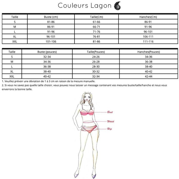 Monokini Push-Up Rasguard Manche Longue OISEAU FLORAL - Couleurs Lagon - tailles