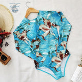 Monokini Push-Up Rashguard Manche Longue Dos Nu Turquoise BLEU LAGON - Couleurs Lagon - avant a plat