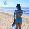 Monokini Push-Up Rashguard Manche Longue Dos Nu Turquoise BLEU LAGON - Couleurs Lagon