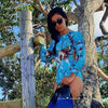 Monokini Push-Up Rashguard Manche Longue Dos Nu Turquoise BLEU LAGON - Couleurs Lagon