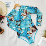 Monokini Push-Up Rashguard Manche Longue Dos Nu Turquoise BLEU LAGON - Couleurs Lagon - avant a plat