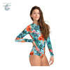 Monokini Push-Up Rashguard Manche Longue FLAMANTS ROSES - Couleurs Lagon - avant droit