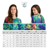 Monokini Push-Up Rashguard Manche Longue FLAMANTS ROSES - Couleurs Lagon - tailles