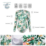 Monokini Push-Up Rashguard Manche Longue FLORAL BARBARA - Couleurs Lagon - caractéristiques et détails