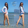 Monokini Push-Up Rashguard Manche Longue FLOWER - Couleurs Lagon