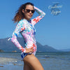 Monokini Push-Up Rashguard Manche Longue FLOWER - Couleurs Lagon