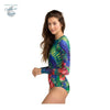Monokini Push-Up Rashguard Manche Longue PERROQUET - Couleurs Lagon