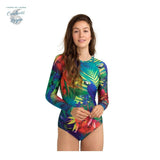 Monokini Push-Up Rashguard Manche Longue PERROQUET - Couleurs Lagon -avant