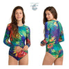 Monokini Push-Up Rashguard Manche Longue PERROQUET - Couleurs Lagon