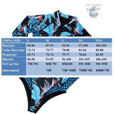 tailles - Monokini Rashguard Manche Longue Floral OISEAU DE PARADIS - Couleurs Lagon