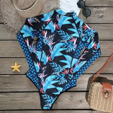 dos - Monokini Rashguard Manche Longue Floral OISEAU DE PARADIS - Couleurs Lagon