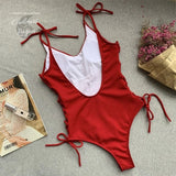 Monokini rouge femme dos nu CRISS-CROSS vue dos – Couleurs Lagon