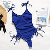 Monokini bleu femme push-up dos nu CRISS-CROSS – Couleurs Lagon
