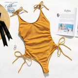 Monokini femme orange à plat vue avant – maillot de bain une pièce – Couleurs Lagon