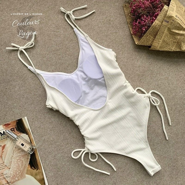 Monokini blanc femme dos nu vue dos – Couleurs Lagon