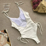 Monokini blanc femme dos nu vue dos – Couleurs Lagon