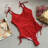Maillot de bain une pièce femme rouge push-up dos nu – Couleurs Lagon