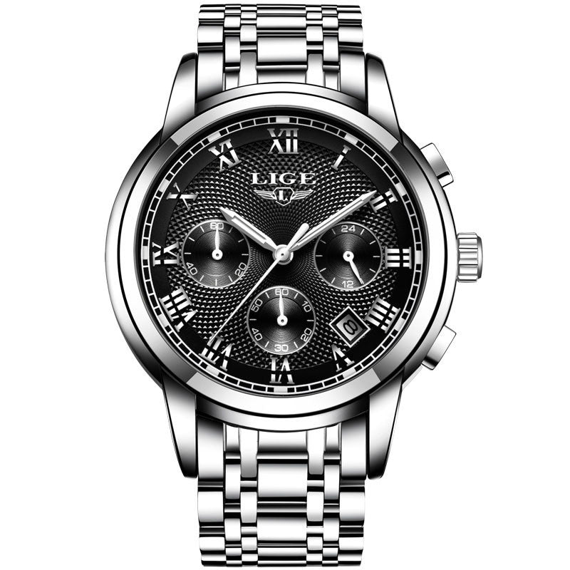 Montre Femme Luxe Chronographe LIGE AVIATOR - Couleurs Lagon - acier et noir