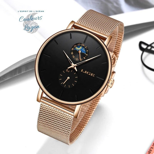Montre Femme Quartz Luxe LIGE - Couleurs Lagon