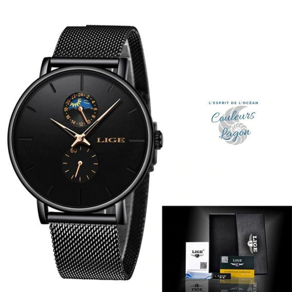 Montre Femme Quartz Luxe LIGE - Couleurs Lagon