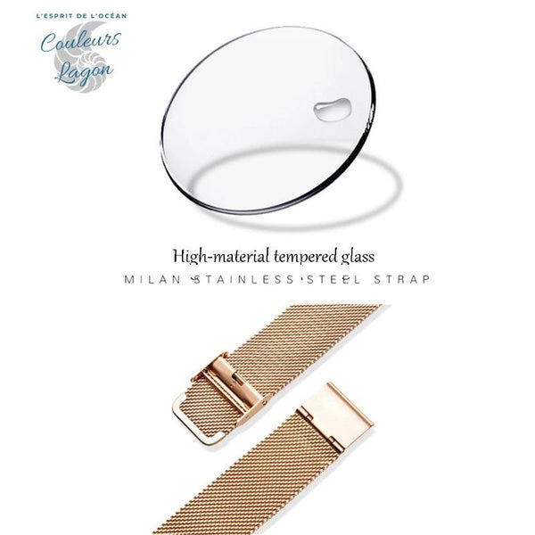 Montre Femme Quartz Luxe LIGE - Couleurs Lagon