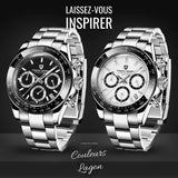 Montre Luxe Chronographe Analogique à Quartz DAYTONA INOX - Couleurs Lagon