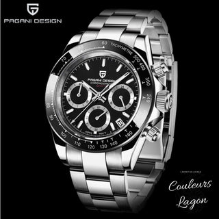 Montre Luxe Chronographe Analogique à Quartz DAYTONA INOX - Couleurs Lagon