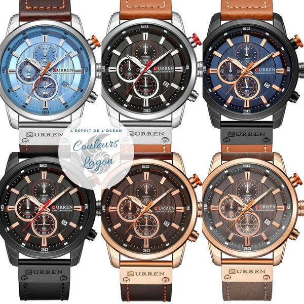 Montre Militaire de Luxe Chronographe Analogique à Quartz - Couleurs Lagon