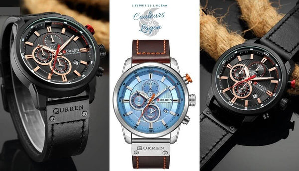 Montre Militaire de Luxe Chronographe Analogique à Quartz - Couleurs Lagon