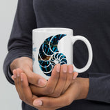 Mug Blanc Brillant 11oz 15oz COULEURS LAGON NAUTILE BENITIER BLEU - Couleurs Lagon