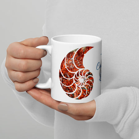 Mug Blanc Brillant 11oz 15oz COULEURS LAGON NAUTILE GORGONES ROUGE - Couleurs Lagon