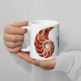 Mug Blanc Brillant 11oz 15oz COULEURS LAGON NAUTILE GORGONES ROUGE - Couleurs Lagon