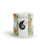 Mug Céramique Blanc Brillant FLORAL HIBISCUS - Couleurs Lagon