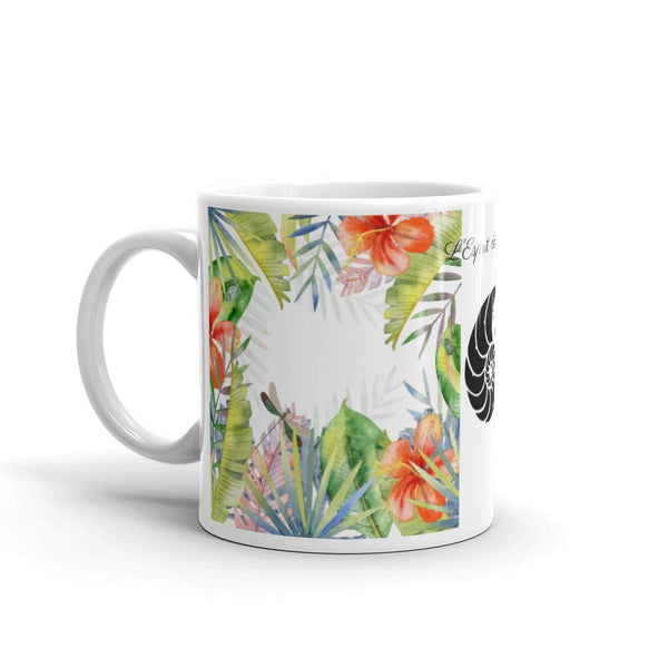 Mug Céramique Blanc Brillant FLORAL HIBISCUS - Couleurs Lagon