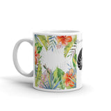 Mug Céramique Blanc Brillant FLORAL HIBISCUS - Couleurs Lagon