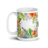 Mug Céramique Blanc Brillant FLORAL HIBISCUS - Couleurs Lagon