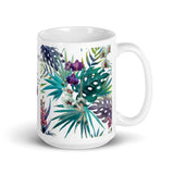 Mug Céramique Blanc Brillant FLORAL LIBELLULE - Couleurs Lagon
