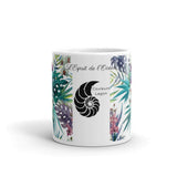 Mug Céramique Blanc Brillant FLORAL LIBELLULE - Couleurs Lagon