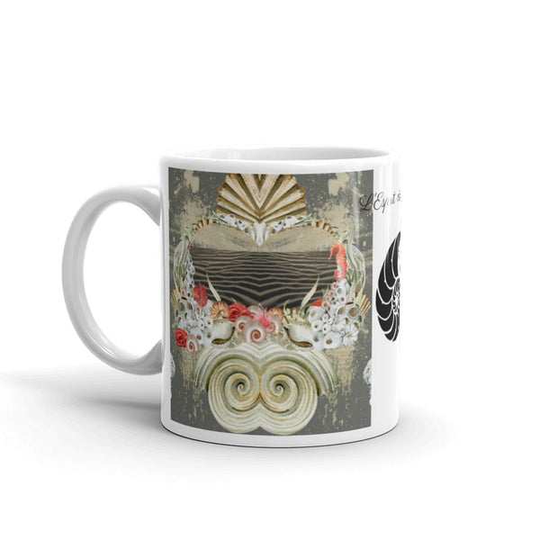 Mug Céramique Blanc Brillant SABLE et COQUILLAGES - Couleurs Lagon