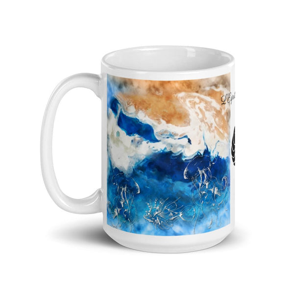 Mug Céramique Blanc Brillant TIE-DYE BLEU OUTREMER - Couleurs Lagon