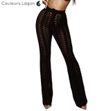 Pantalon de plage femme crochet noir avant - Couleurs Lagon