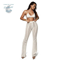 Pantalon de plage femme crochet blanc avant - Couleurs Lagon