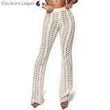 Pantalon de plage femme crochet blanc avant - Couleurs Lagon